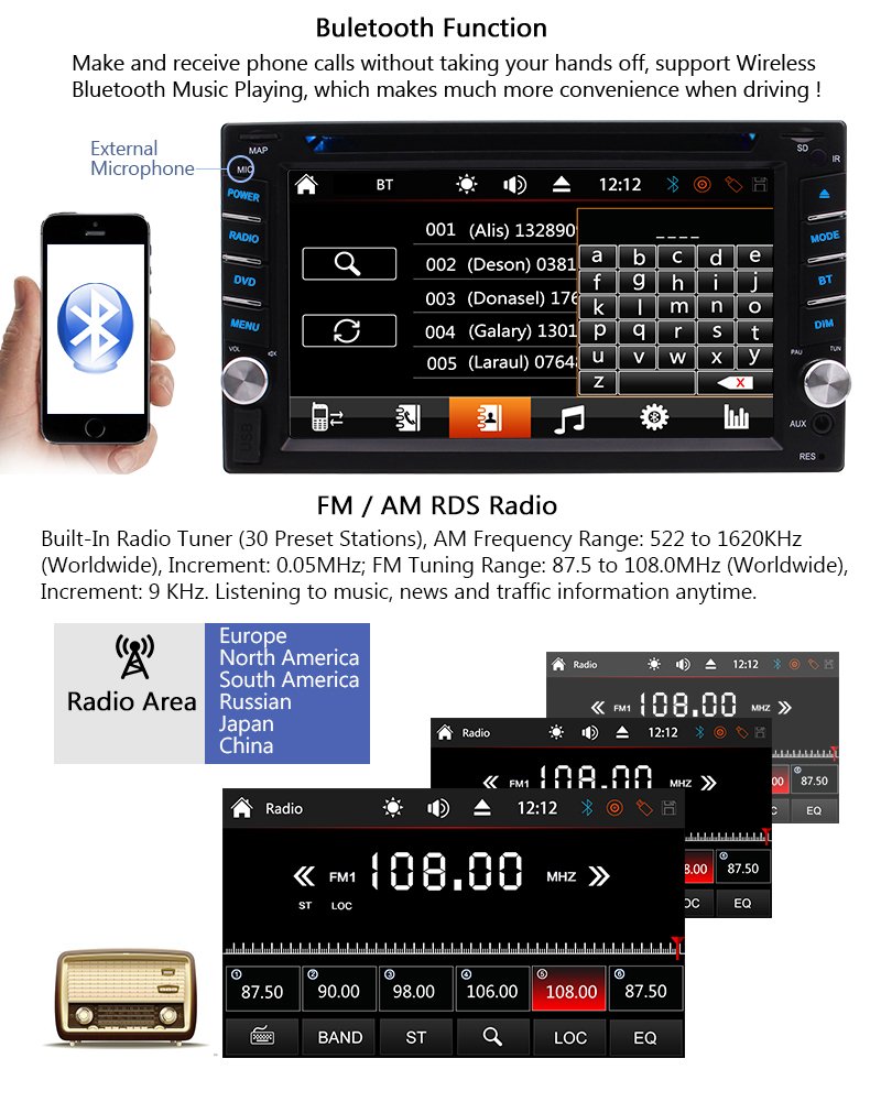 Amazon | 6.2 LCDタッチスクリーンのサポートのBluetooth/USB/SD/HD/FM